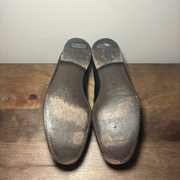 Santoni Bit Loafers Made In Italy Leather Dress Shoes Men's 8.5 D Black Slip On - Picture 7 of 9